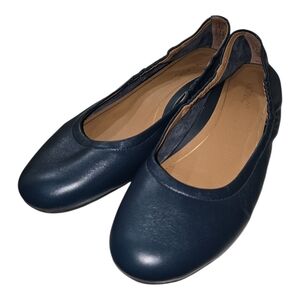 Vionic Alexa Navy Leather Ballet Flats 8 Comfort Shoe Business Casual Classic